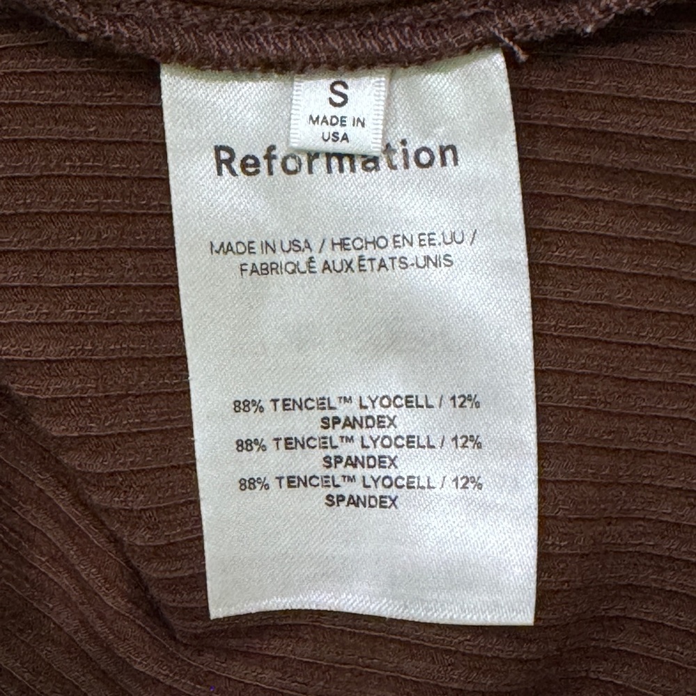 Reformation Ribbed Scoop Neck Long Sleeve Top - Chocolate Brown - Picture 6 of 8